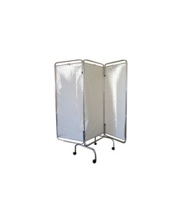 Biombo Triplo Inox Faces em Tecido S-8144 - Salutem Móveis Hospitalares